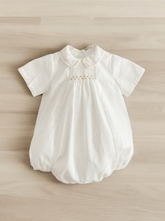 Fofettes white swiss dot peter pan collar romper