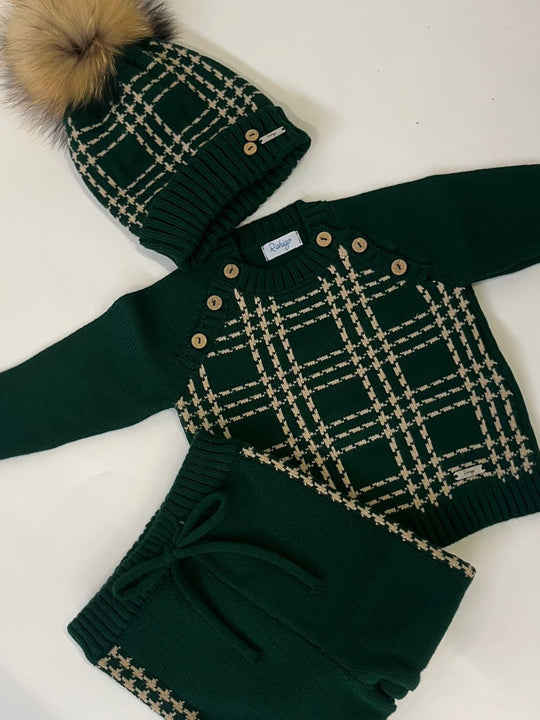 Rahigo Bottle Green Knitted Pom Hat