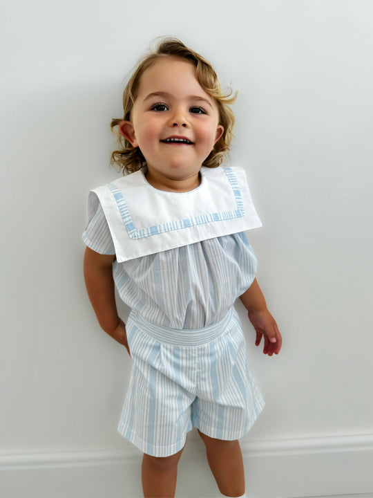 'Noah' striped sailor collar short set