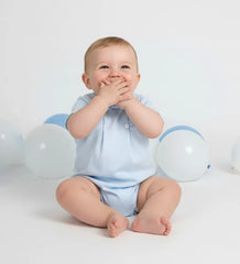 Pex Blue Smocked Cotton Romper - Rose & Albert