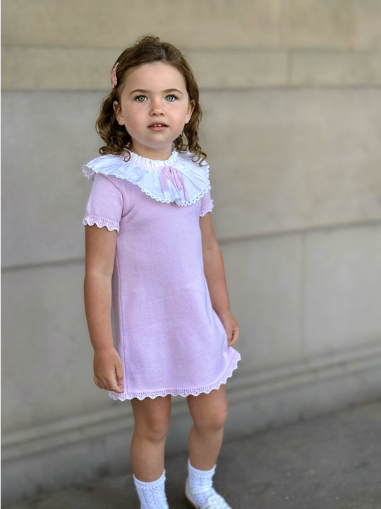 'Maya' lilac knitted statement collar dress
