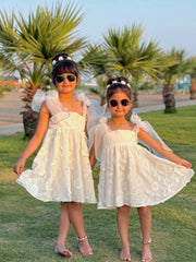 'Celine' white organza & lace dress