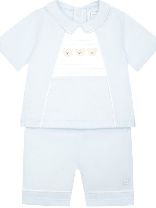 Emile et Rose 'Jonnie' baby blue teddy top & short set