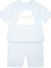 Emile et Rose 'Jonnie' baby blue teddy top & short set