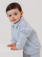 Ralphie blue polo collar top & ribbed legging set