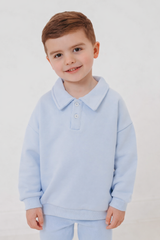 Ralphie blue polo collar top & ribbed legging set