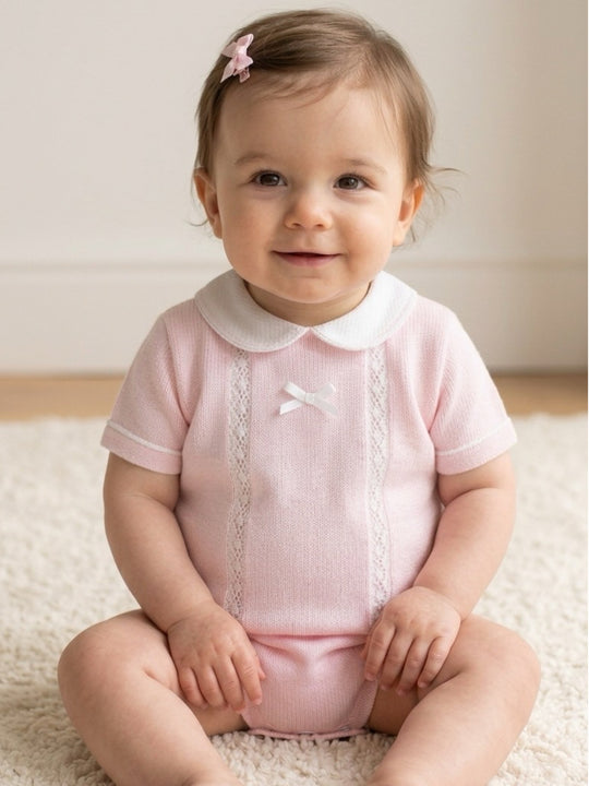 Pex 'Martha' pink lace trim romper