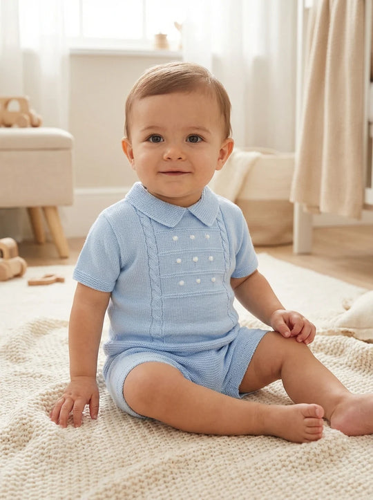 Pex Thomas Blue Knitted Short Suit