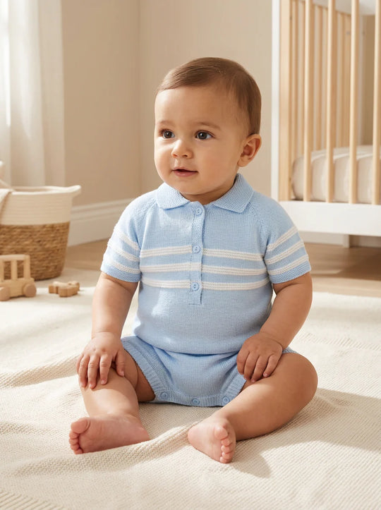 Pex Mateo Blue Knitted Romper