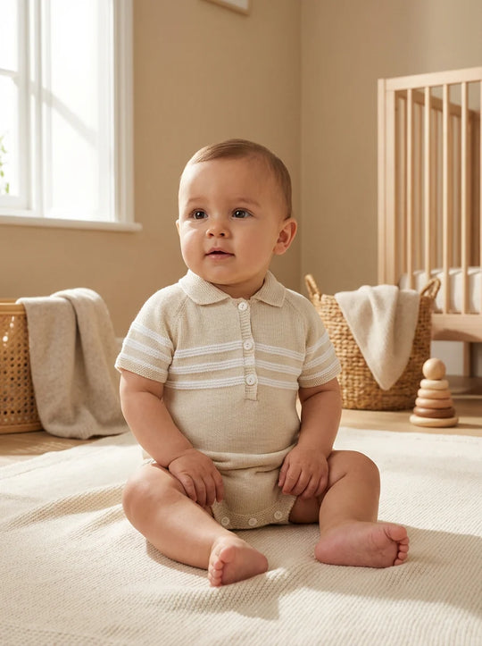 Pex Mateo Natural Knitted Romper