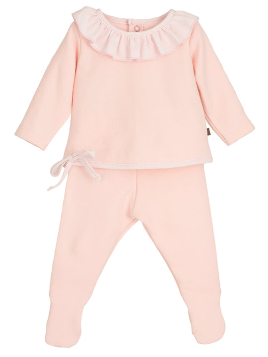 Calamaro Baby Pink Frill Collar 2 piece set