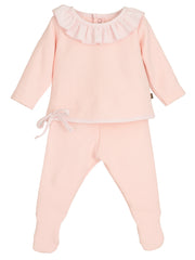 Calamaro Baby Pink Frill Collar 2 piece set