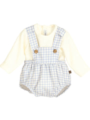 Calamaro blue checked dungaree set