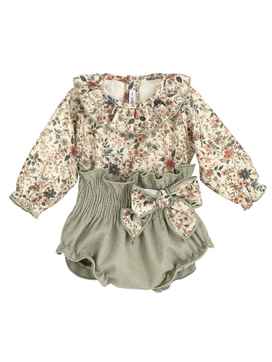 Calamaro Green Floral Print Jam Pant Set