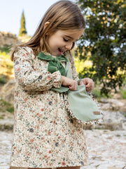 Calamaro Green Floral dress with velvet bow