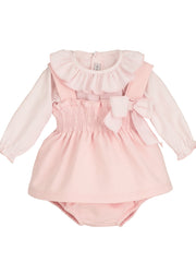 Calamaro baby pink frill collar dress set