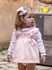 Calamaro baby pink frill collar dress set