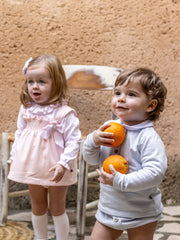 Calamaro baby pink frill collar dress set