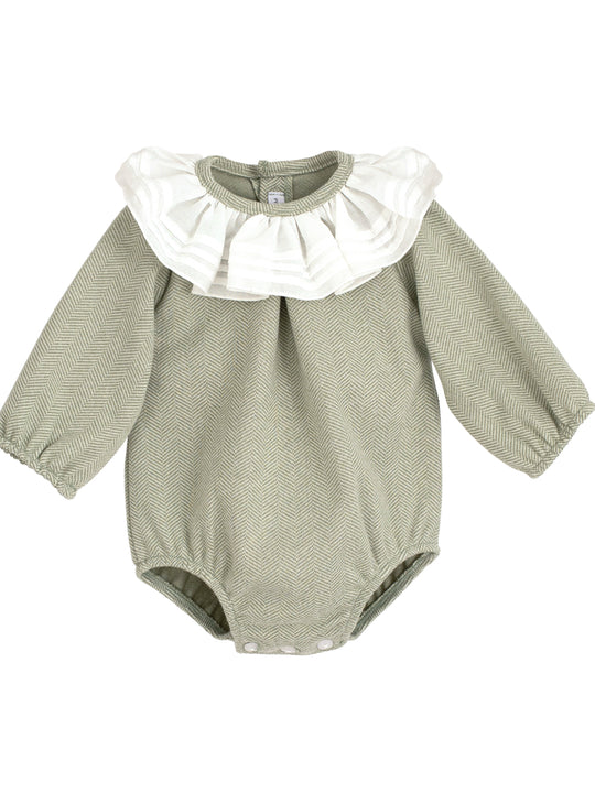 Calamaro green statement collar romper