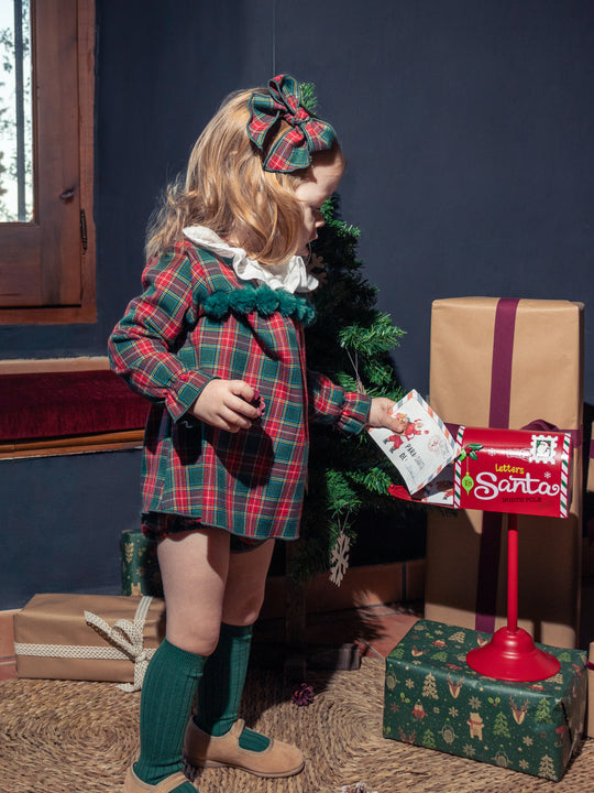 Calamaro Tartan Bottle Green Dress & Knicker Set