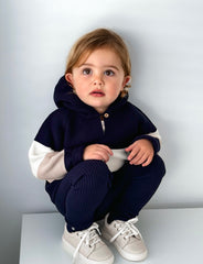'Henri' navy & beige hoodie & trouser knitted suit