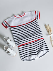 Granlei nautical striped bib collar short suit