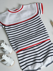 Granlei nautical striped bib collar short suit