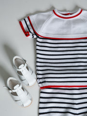 Granlei nautical striped bib collar short suit