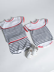 Granlei nautical striped bib collar short suit