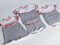 Granlei nautical striped bib collar short suit