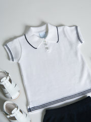 Granlei Navy & white tipped polo short set