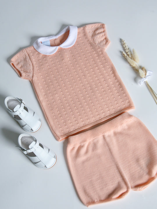 Granlei Peach peter pan collar short suit