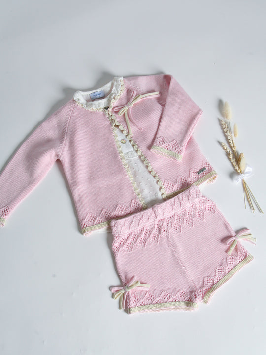 Rahigo pink knitted 3 piece short set