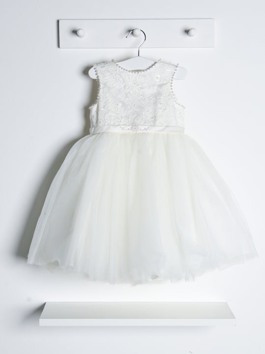 Sarah Louise Ivory Pearl Embellished Tulle Dress