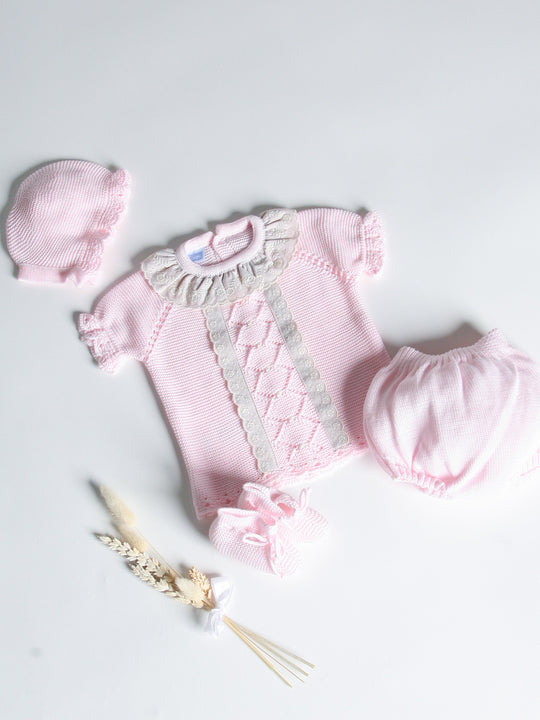 Mac Ilusion pink & lace knitted 4 piece set