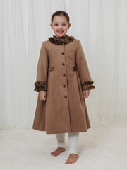Sarah Louise Traditional velvet trimmed camel coat & hat