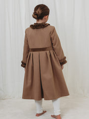 Sarah Louise Traditional velvet trimmed camel coat & hat