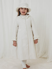Sarah Louise Traditional velvet trimmed ivory coat & hat