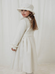 Sarah Louise Traditional velvet trimmed ivory coat & hat