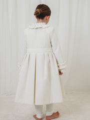 Sarah Louise Traditional velvet trimmed ivory coat & hat