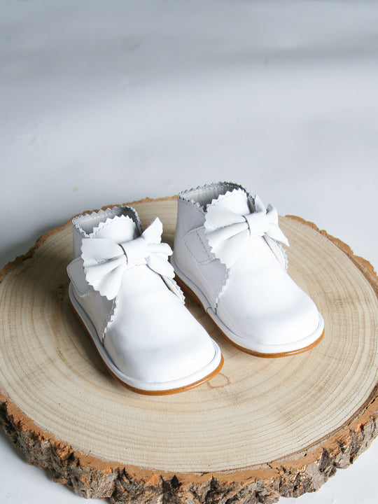 Borboleta White 'Sharon' Patent Leather Bow Boot