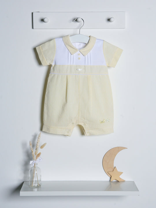 Lemon peter pan collar seersucker romper