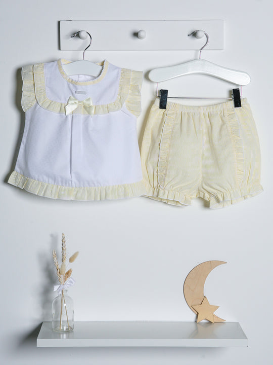 Lemon & white seersucker short set