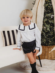 'Ollie' monochrome statement collar suit - Rose & Albert