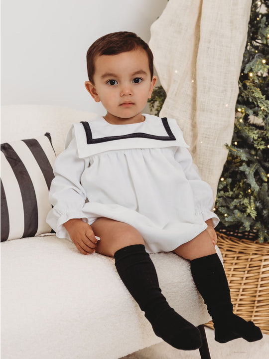 'Caleb' monochrome bib collar romper