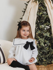 'Emilie' monochrome statement collar romper