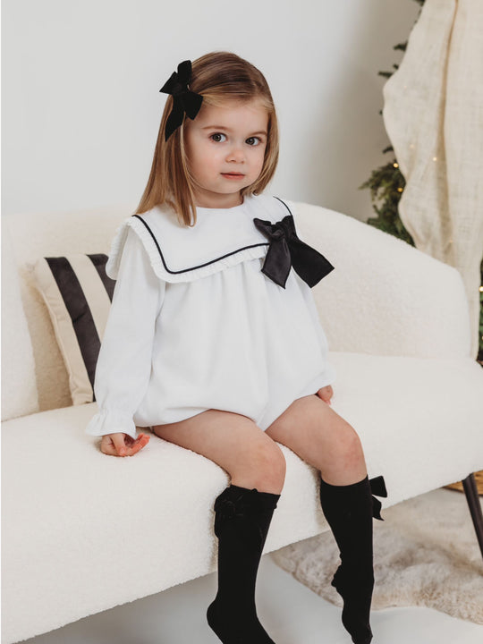'Emilie' monochrome statement collar romper