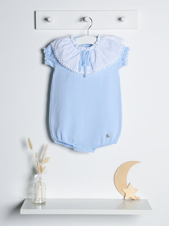 'Lily' blue statement collar knitted romper