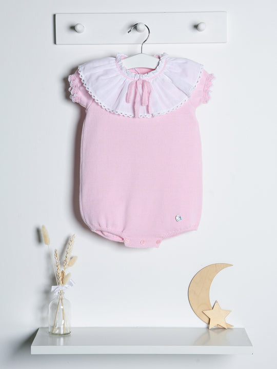 'Evelyn' pink statement collar knitted romper