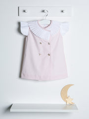 'Bea' soft pink pleated collar dress set